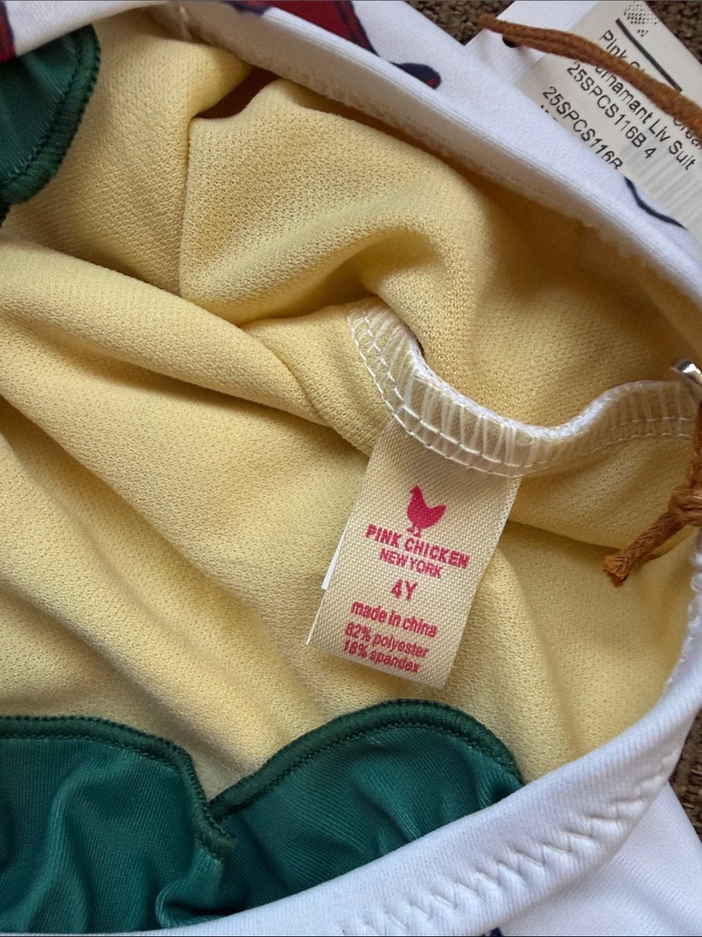 NWT Pink Chicken Cream Golf Tournament Swim Suit 4T